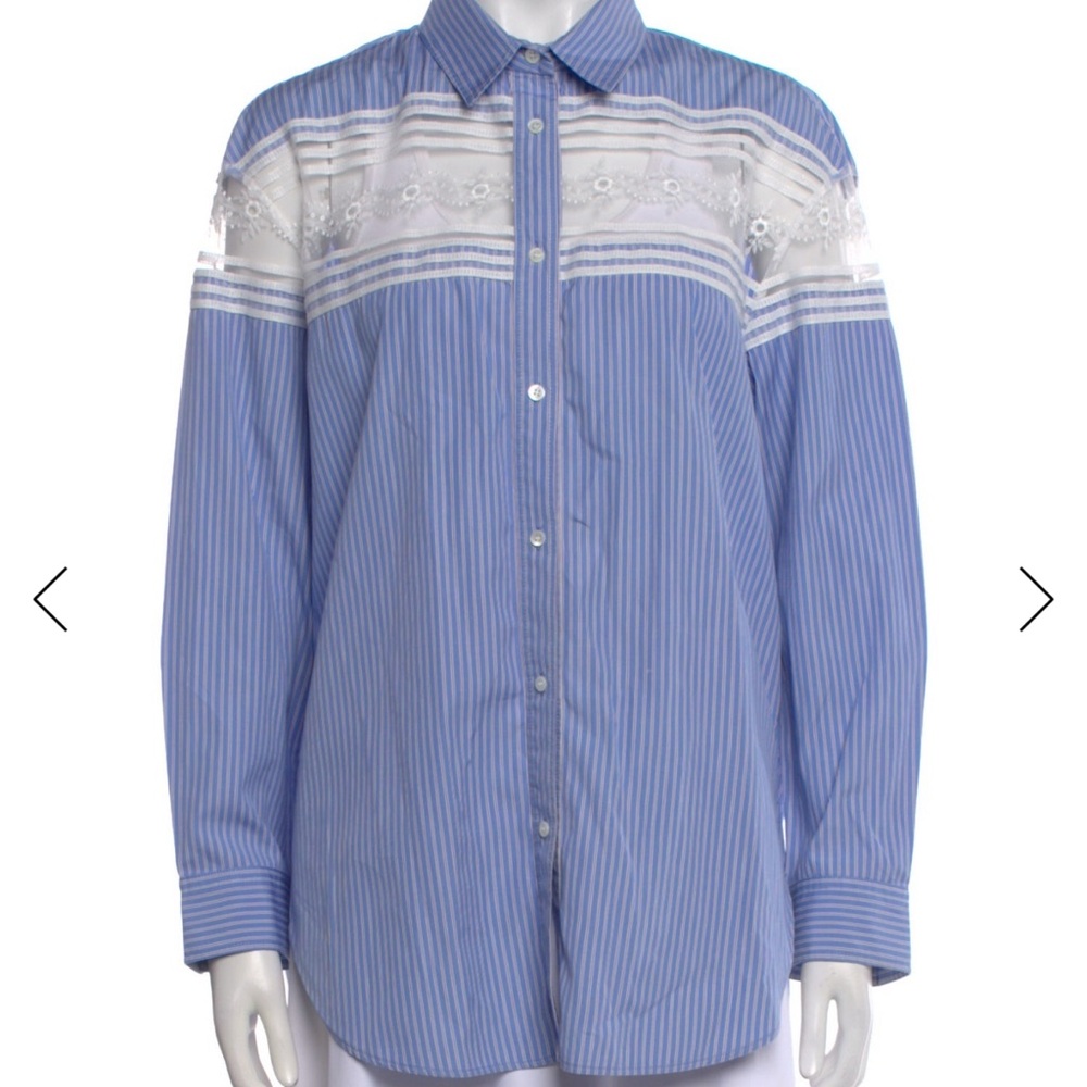 Sandro Blue and White Striped Blouse